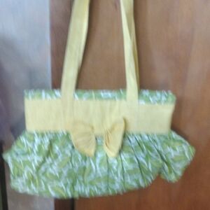 Source Unknown Yellow and Green Floral Bow Shoulder Bag